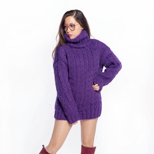 Chunky Wool Sweater, Turtleneck Sweater, Wool Jumper, Women