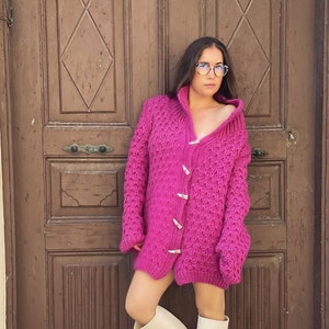 Thick Knitted Pure Wool Cardigan with beautiful and elegant design, great idea for Christmas Gift, Winter Outside Warm Clothing For Women