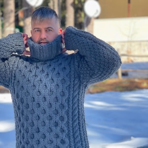 Hand Knitted Organic Wool Sweater | Thick and Cozy Winter Pullover | Perfect Gift for Friends | Stylish and Warm for Mountain Adventures