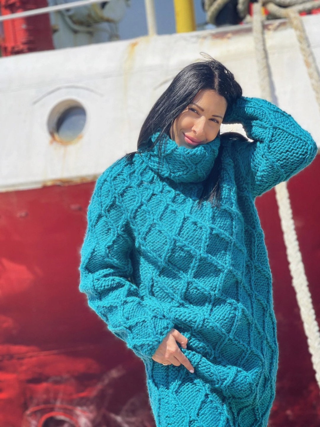 Vestido de lana perfecto, vestidos largos de lana tejidos a mano