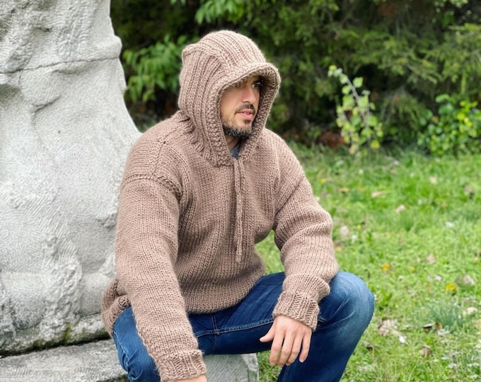 Wool Hoodie Pullover, Winter Hoodie Sweater, Men’s Jumper, Bad Boy Sweater, Warm and Cosy Sweater, Christmas gift for him