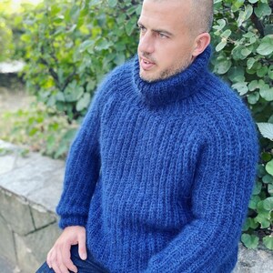 Hand Knitted Sweater, Men Mohair Sweater, English Rib Jumper, Huge Men ...