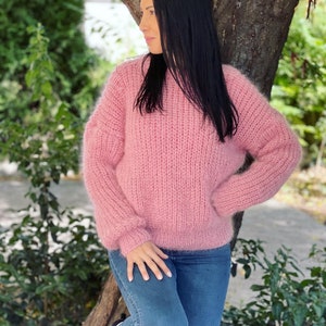 Chunky mohair Wool,Luxury Mohair Sweater, Natural Mohair Jumper, Wool Pullover, Fuzzy Mohair, Hand knit Mohair Wool, Handmade Mohair Jumper image 2