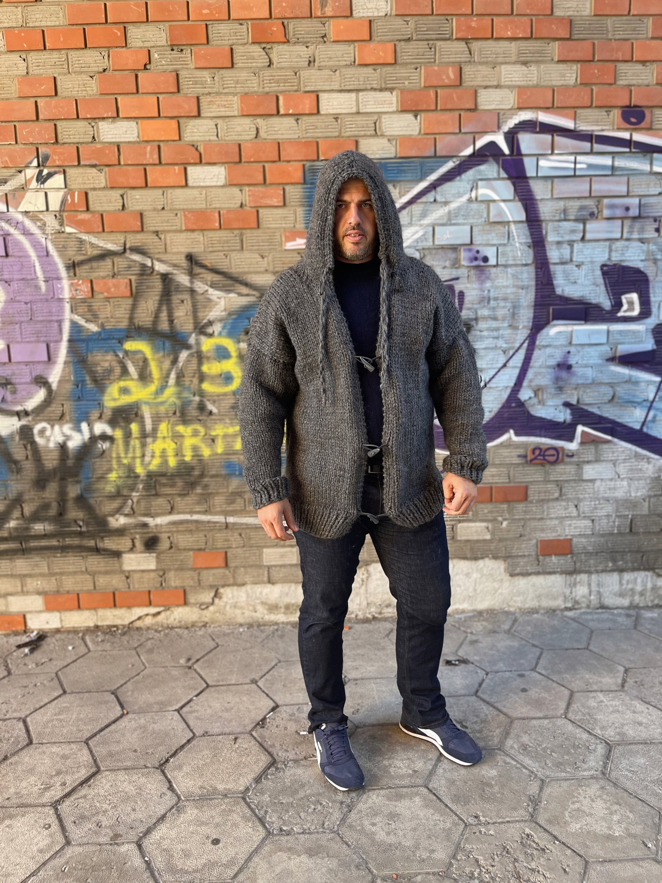 Chunky Wool Men's Cardigan, Oversized, Men's Coat, Thick Knitted