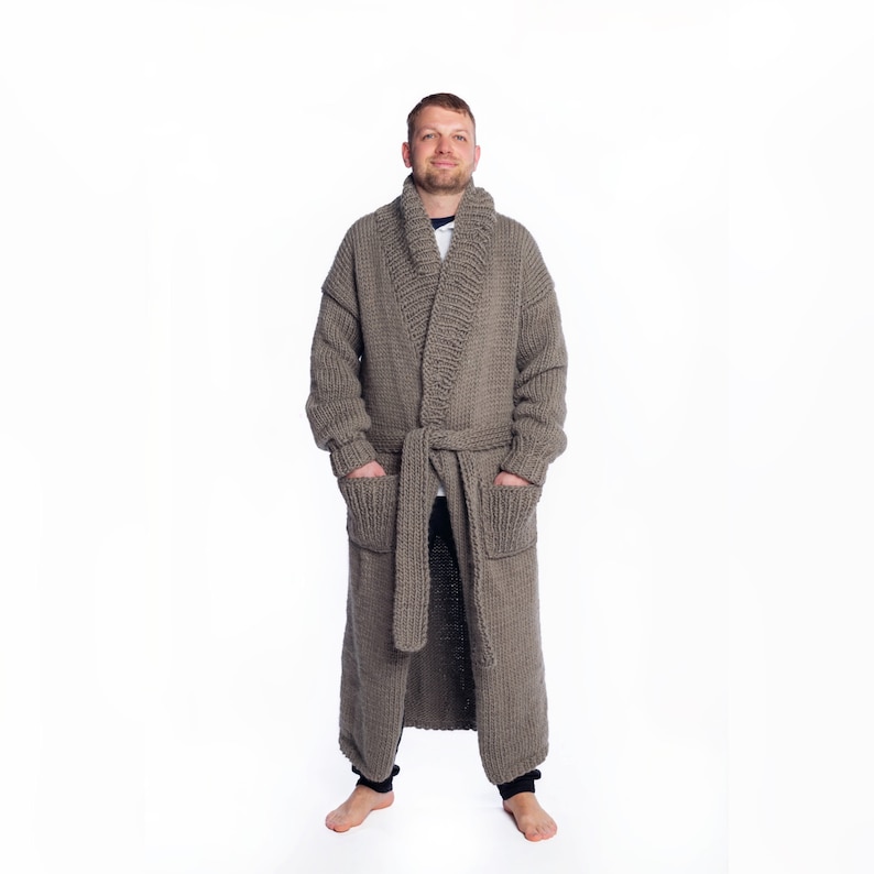 New Very Long Hand Knitted Wool Mens Coat, Thick and Heavy Warm Mens ...