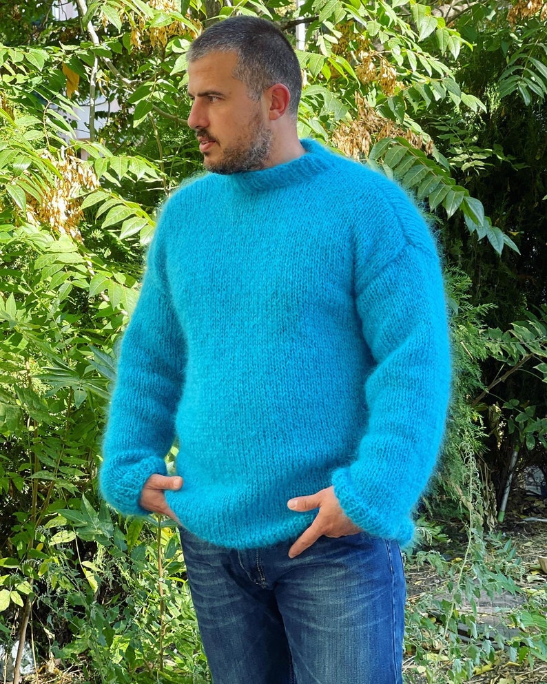 Mohair Jumper Mens Wool Sweater Fuzzy Mohair Sweater Etsy