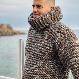 Hand Knit Super Chunky Sweater, Bulky Jumper, Bear Sweater, Mens Winter ...