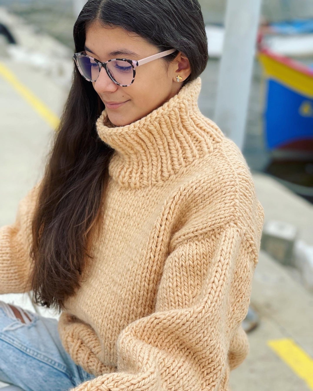 Chunky Wool Sweater, Wool Jumper, Oversized Sweater, Turtleneck