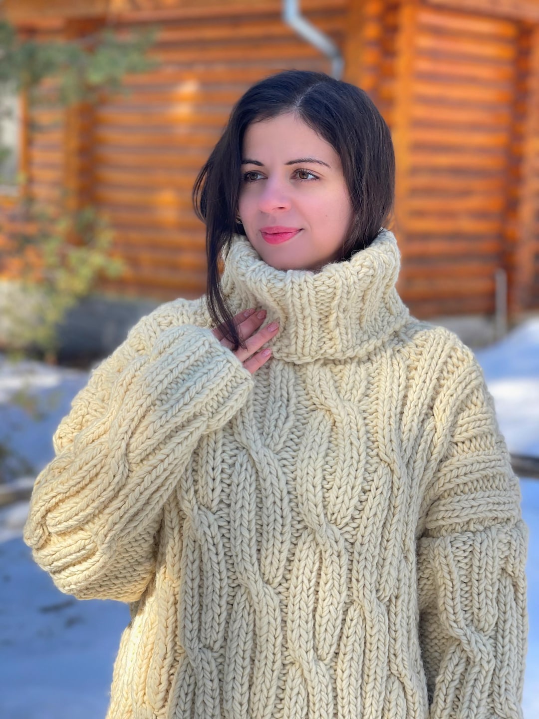 Vintage V-Neck Wool Knitted Hollow-Out Sweater