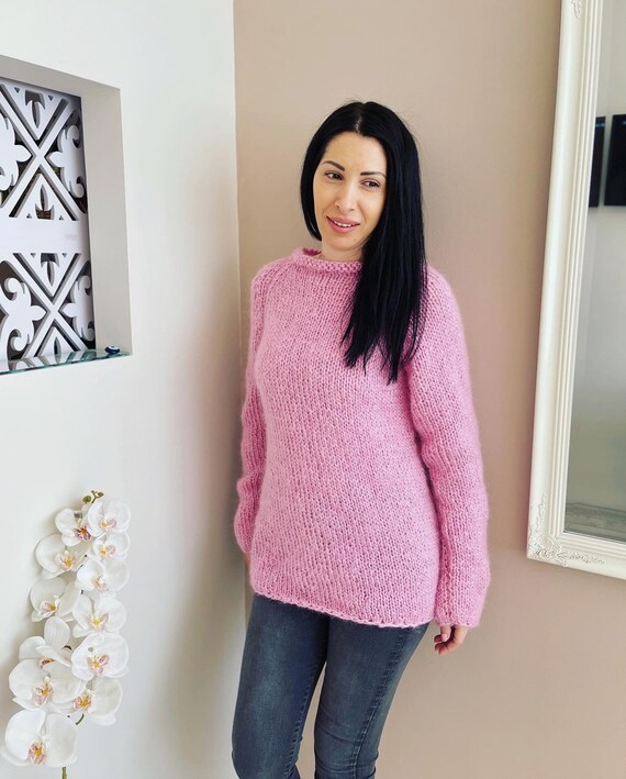 Knit Mohair Sweater, Fuzzy Mohair Jumper, Winter Sweaters, Vintage