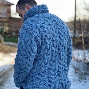2XL ready to ship, Hand Knit Super Chunky Sweater, Bulky Jumper, Pure wool Sweater, Men’s Winter Jumpers, Men’s Pullover, Winter Sweaters