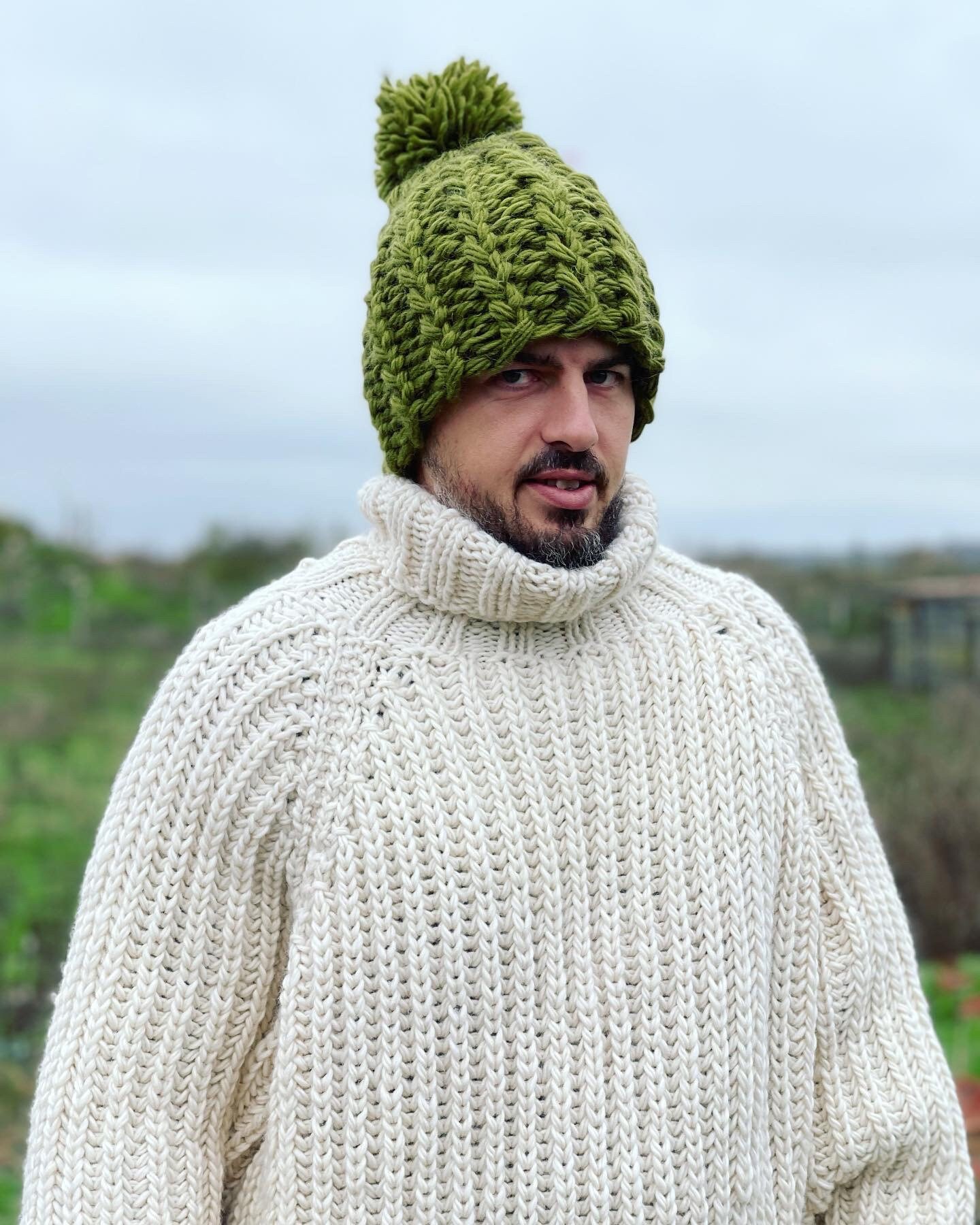 Chunky Wool Hat, Hand Knit Wool Hat, Winter Hats, Beanie Hat  display picture 1