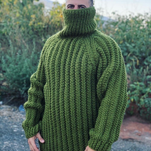 Knit Ribs Wool Sweater Oversized 