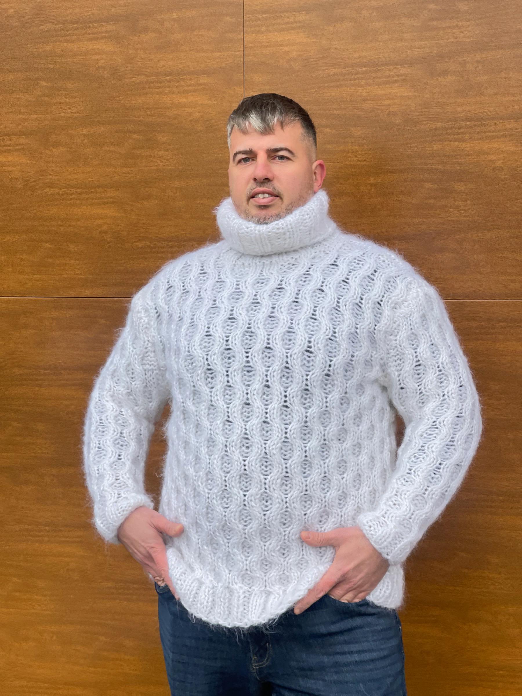 Unisex Honeycomb Mohair Sweater | Hand Knitted Textured Jumper