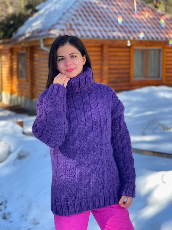 Suéter de lana tejido a mano, suéter de lana para mujer, suéter de