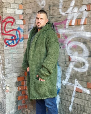 OBiQuzz Felpa Con Cappuccio Uomo – Stile Poncho Messicano – Orlo Irregolare E Sciarpa Incorporata, Taglie Forti