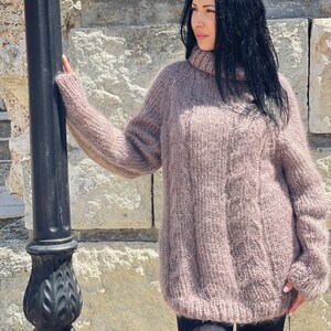 Cable Knit Fuzzy Mohair Sweater Very Soft Warm And Cozy Women Jumper