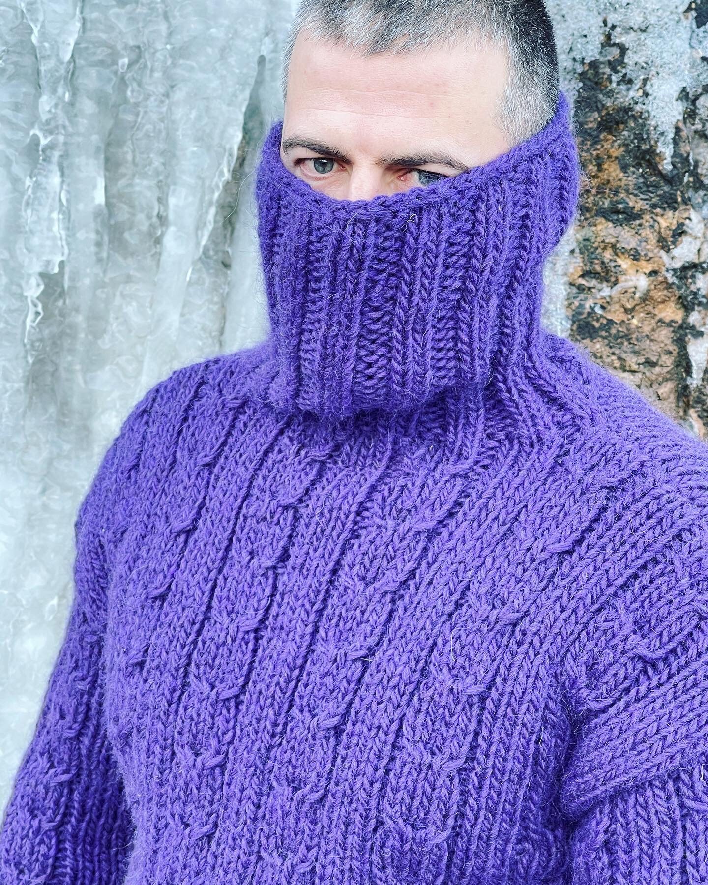 Hand Knit Wool Jumper Mens Wool Sweater Turtleneck Sweater Etsy