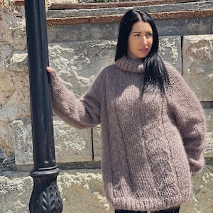 Cable Knit Fuzzy Mohair Sweater Very Soft Warm And Cozy Women Jumper