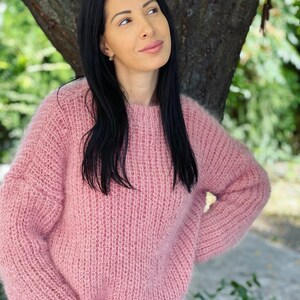 Chunky mohair Wool,Luxury Mohair Sweater, Natural Mohair Jumper, Wool Pullover, Fuzzy Mohair, Hand knit Mohair Wool, Handmade Mohair Jumper image 3