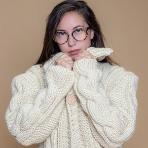 Chunky Wool Sweater, Wool Cardigan, Oversized Sweater, Women’s Coat, Pure Wool Sweater, Oversized Jumper, Hand knit Wool Cardigan