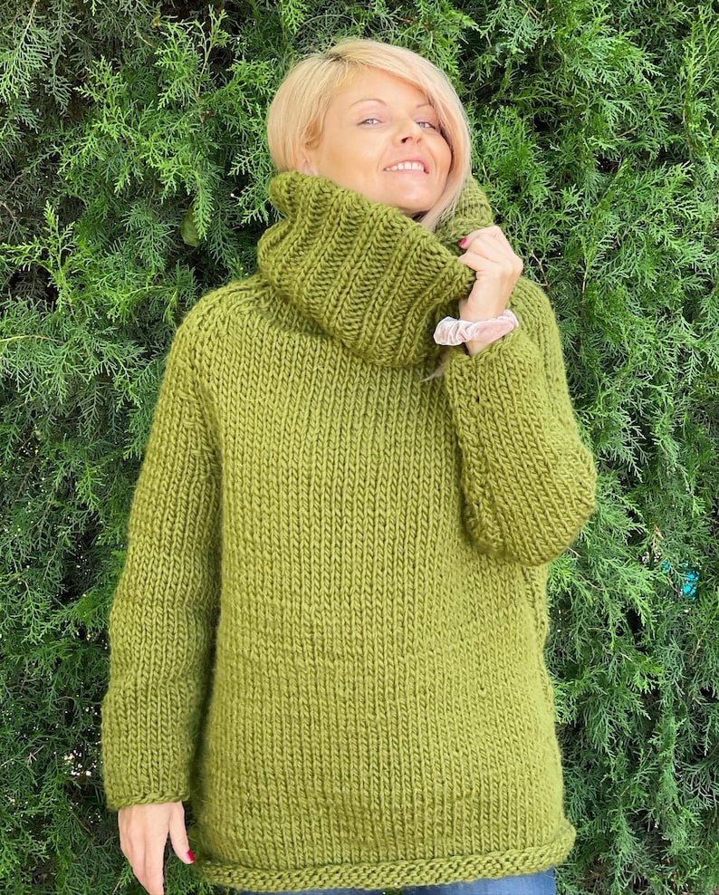 Chunky Wool Sweater Turtleneck Sweater Wool Jumper Women Etsy