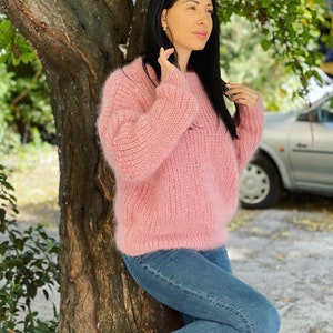 Chunky mohair Wool,Luxury Mohair Sweater, Natural Mohair Jumper, Wool Pullover, Fuzzy Mohair, Hand knit Mohair Wool, Handmade Mohair Jumper image 5