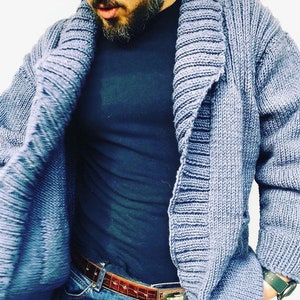 Knit Wool Cardigan, Oversized Cardigan, Men’s Wool Oversized, Men’s Coat, Handmade Cardigan, Men’s gift, gift for him, 100 % Wool