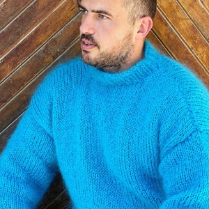 Mohair Jumper Mens Wool Sweater Fuzzy Mohair Sweater - Etsy