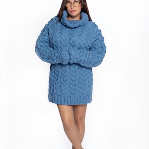 Handgestrickter 2XL Strickpullover, Super Chunky Pullover, Pullover aus reiner Wolle, Frauen Winter Pullover, Strickpullover