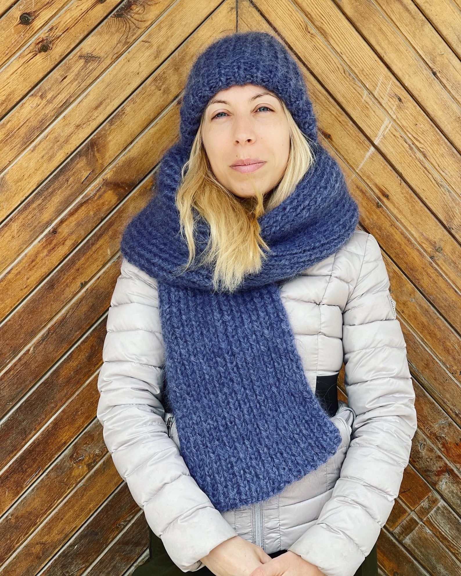 Hand Knit Mohair Scarf and Hat Set Luxury Mohair Shawl 3 Etsy