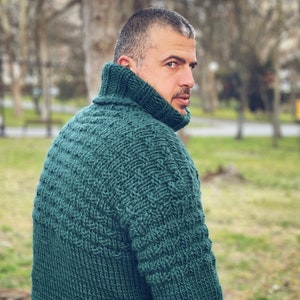 New Men Green Jumper, Men&#39;s knitwear, Sweaters for Men, Winter / Fall Pure Wool Pullover