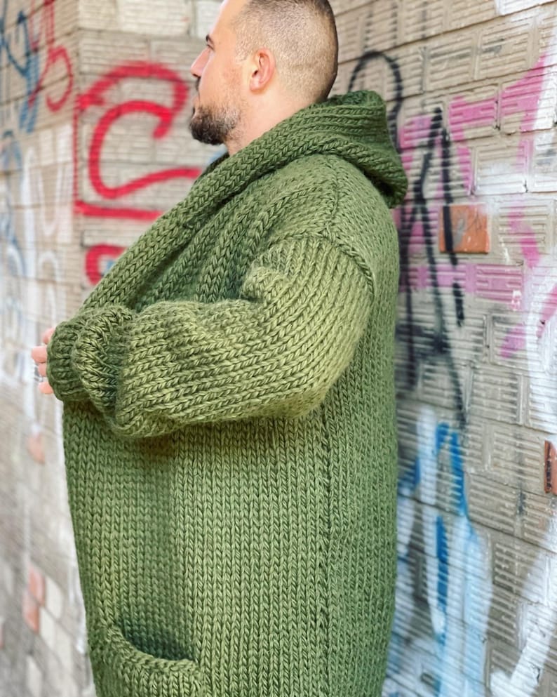Chunky Wool Mens Cardigan Oversized Mens Coat Handmade Etsy