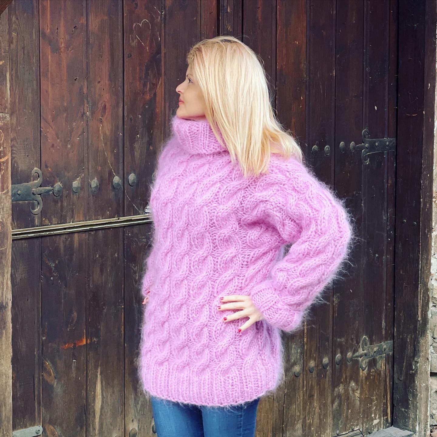 【IONSEOUL】Mohair Bulky Knit (5color) 4FM202 CABLE-KNIT MOHAIR JUMPER - LIGHT BEIGE | COS