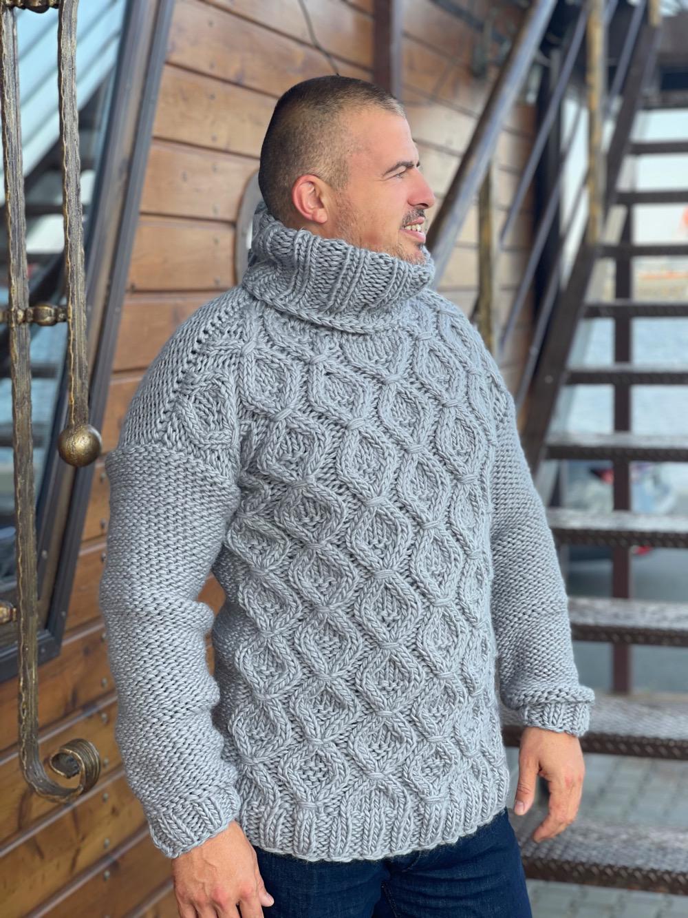 Ready to Ship XL Men's Wool Sweater – Grey Pullover – Cozy, Warm