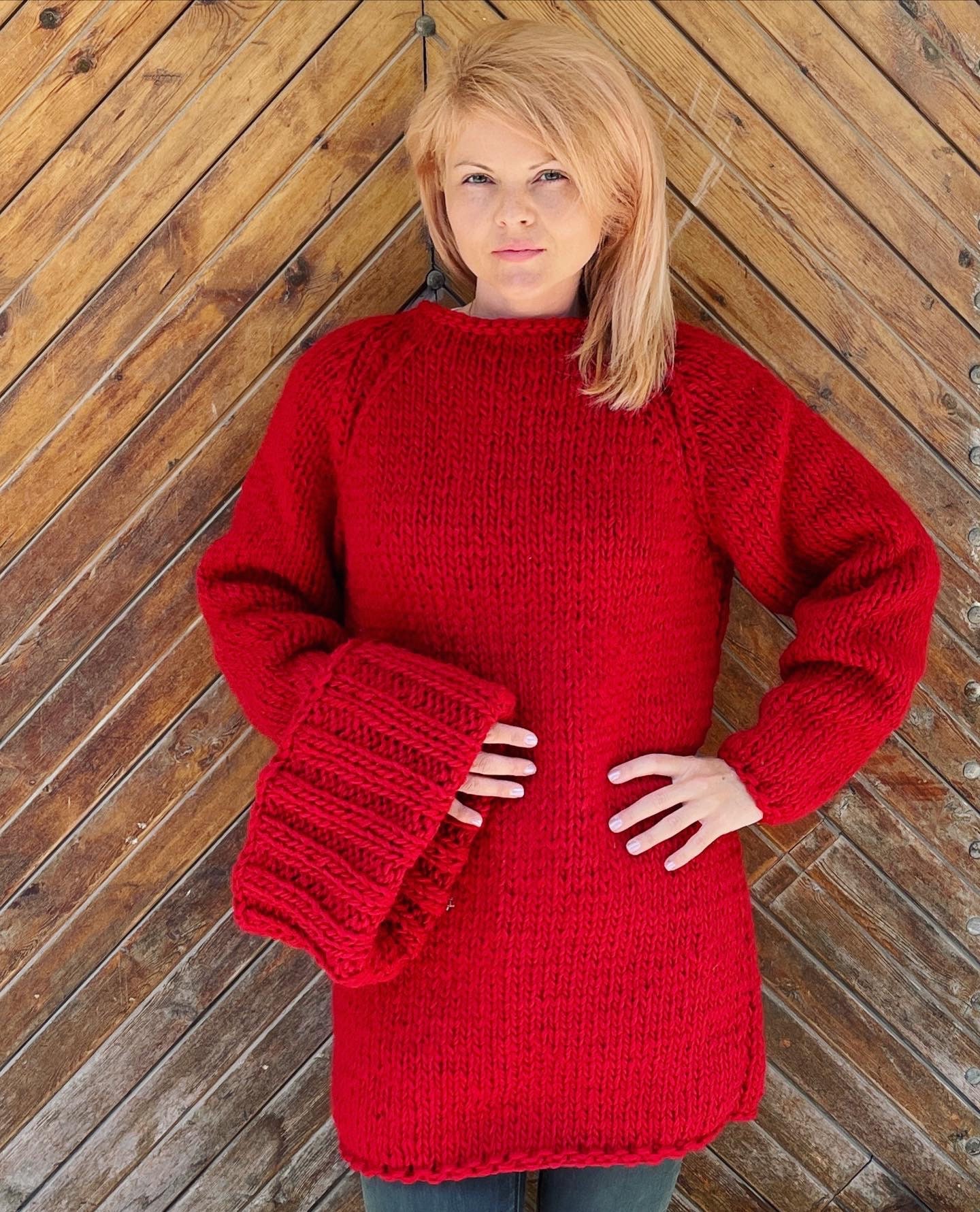High neck red jumper hotsell
