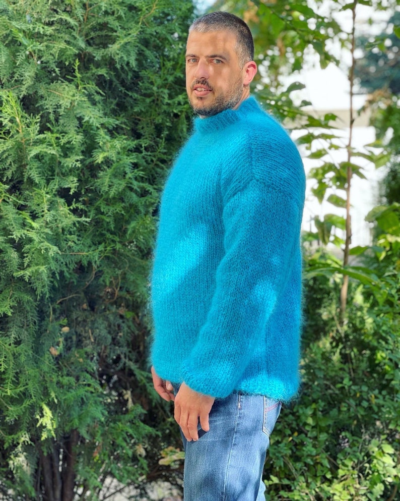 Mohair Jumper Mens Wool Sweater Fuzzy Mohair Sweater Etsy