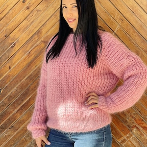 Chunky mohair Wool,Luxury Mohair Sweater, Natural Mohair Jumper, Wool Pullover, Fuzzy Mohair, Hand knit Mohair Wool, Handmade Mohair Jumper image 10