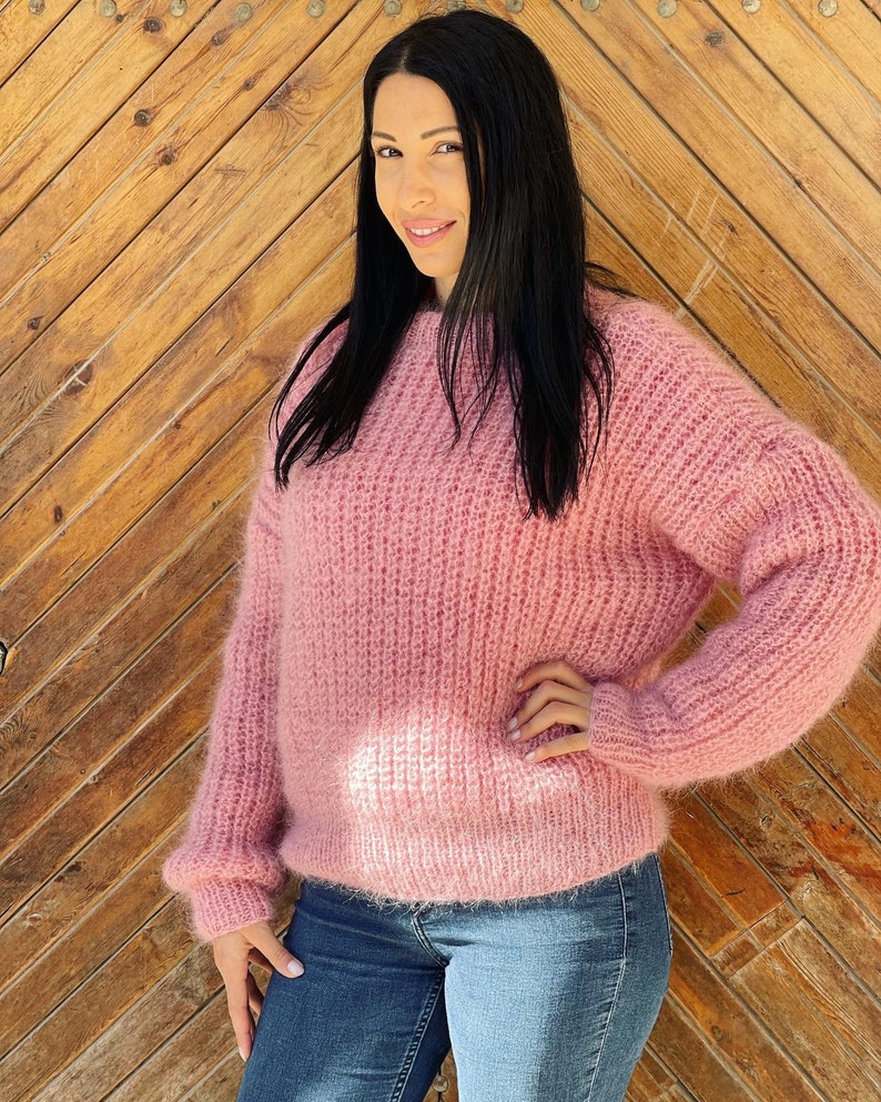 Chunky mohair Wool,Luxury Mohair Sweater, Natural Mohair Jumper, Wool Pullover, Fuzzy Mohair, Hand knit Mohair Wool, Handmade Mohair Jumper image 10