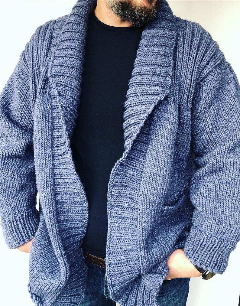 breidhof all-over print wool knit cardigan, men's size L /eaa468900