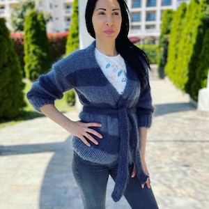 Ready to ship size S, Knit Mohair Cardigan, Fuzzy Mohair Sweater, Open Jumper, Wool Cardigan, Mohair Wool Cardigan,