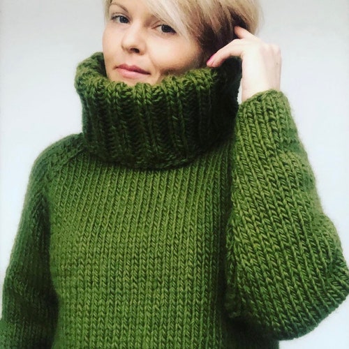 Chunky Wool Sweater Turtleneck Sweater Wool Jumper Women - Etsy