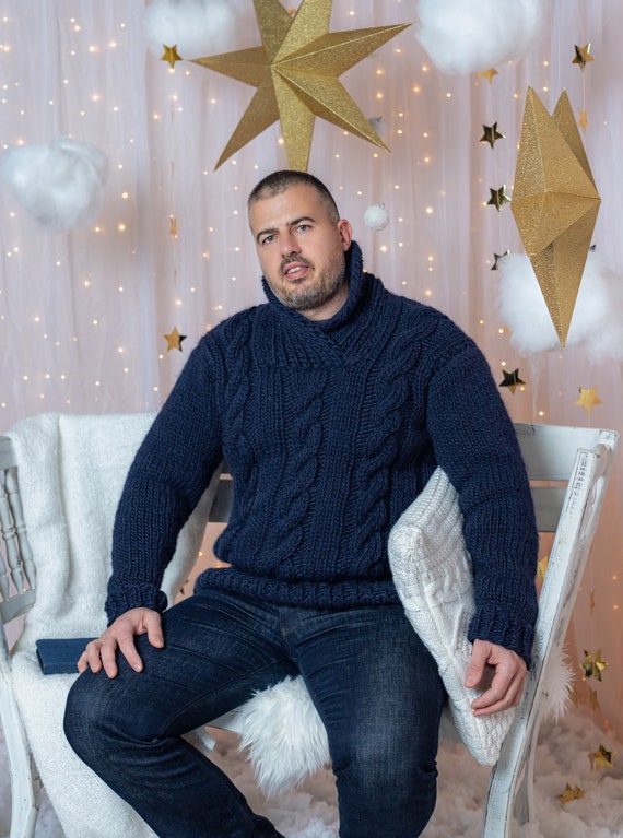 Heart and soul patched knit sweater in navy sales