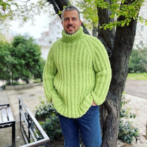 Collar Wool Sweater, Oversized Turtleneck Sweater, Pure wool Pullover, Men’s Sweater, Thick sweater, Heavy Wool Jumper, Beautiful Sweater