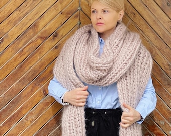 Écharpe longue en mohair, 5 brins de mohair, écharpe d'hiver, mohair duveteux, écharpe épaisse et chaude, écharpe chaude et douce, châle en mohair, mode femme