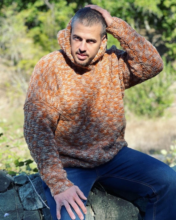 Chunky Wool Sweater Hand Knit Unisex Sweater Hoodie Wool - Etsy