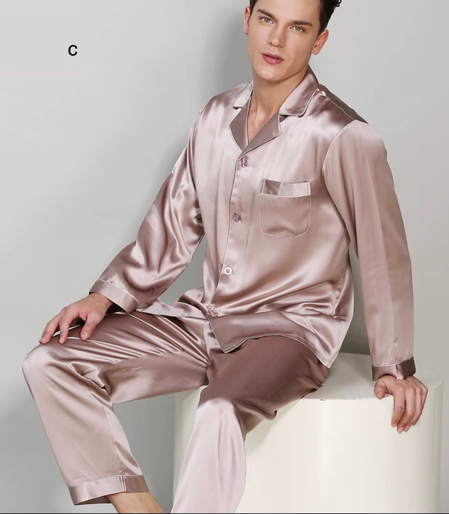 100% Mulberry Silk pajamas set Nightwear for men 19 Momme silk | Etsy