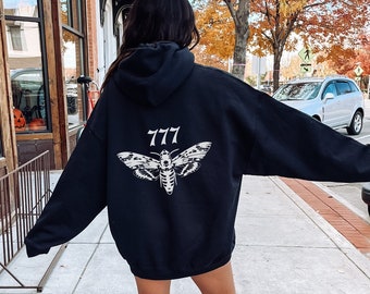 Death Head Moth Hoodie Dark Academia Back Print Moth Hoodie Dark Academia Goth Engel Nummer Hoodie Goblincore Hoodie