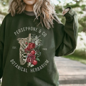 Persephone Greek Mythology Light Academia Clothing Dark Cottagecore Greek Hoodie Botanical Shirt Cottagecore Nature Lover Fairycore Clothing