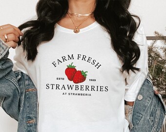 Strawberry Shirt Y2K Cottagecore Fruit Shirt Kawaii Strawberry Shirt Kidcore Clothing